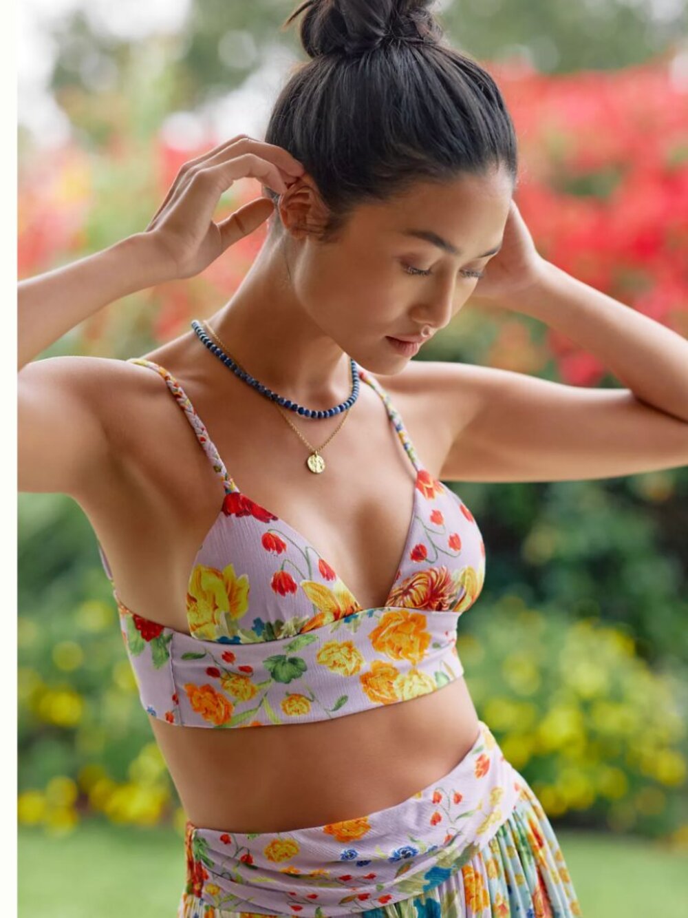 Agua Bendita Kayle Floral Crop Top & Bouk Asymmetrical Skirt Set L - Picture 5 of 16